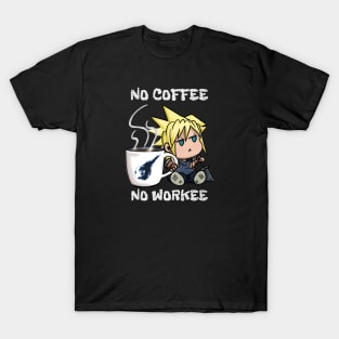 Chibi Cloud Coffee Kawaii Final Fantasy 7 Cloud Strife T-Shirt